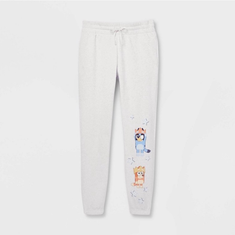Adult Medium Unisex Mens & Womens Bluey Grey Graphic Jogger Sweatpants